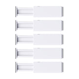 Set 5 Separatoare Extensibile Elindor® din Plastic pentru Sertar, Organizare Bucatarie, Birou, Dormitor, Baie, Organizatoare si Separatoare Sertare, Organizator Spatii Depozitare, Ajustabil si Extensibil de la 28 cm la 48 cm, Transparent