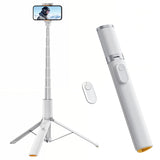 Trepied Foto Telescopic Profesional Elindor® Stativ Telefon 2-in1, cu Telecomanda Bluetooth si Functie Selfie Stick, Compatibil iPhone / Android, Tripod Universal, Suport Durabil si Usor, Unghi Ajustabil 180°, 32-159 cm, pentru Foto / Video, Alb