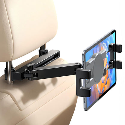 Suport Auto Tetiera Elindor® pentru Tablete si Telefoane, Pliabil, Extensibil, Rotire 360°, Compatibil 4,7-12,9", Negru