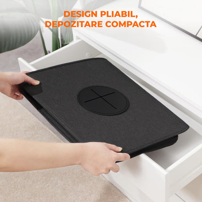 Cos pentru Reciclare Elindor® Capacitate 100L, din Material Textil cu Capac Ranforsat, Multifunctional, pentru Bucatarie sau Camara, Cos Gunoi Potrivit pentru Colectare Selectiva a Sticlelor de Plastic, 42 x 32 x 75 cm, Negru