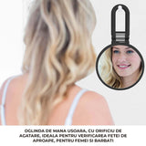 Oglinda Cosmetica Pliabila Elindor® Rotire 360°, Efect de Marire Lupa 15x, Oglinzi Cosmetice pentru Coafor, Frizerie, Barbierit, Pensat, Vopsit, Tuns, Machiaj, ABS Durabil, 3 Functii de Utilizare Agatare, in Mana sau pe Masa, 24.4x14 cm, Negru
