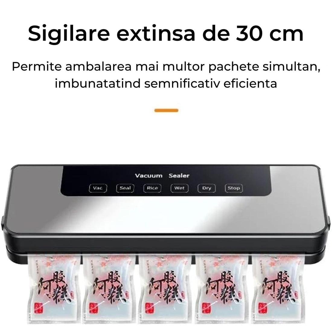 Aparat de Vidat Alimente Elindor®, 10 Pungi Incluse, Design Automat, Moduri Uscat și Umed