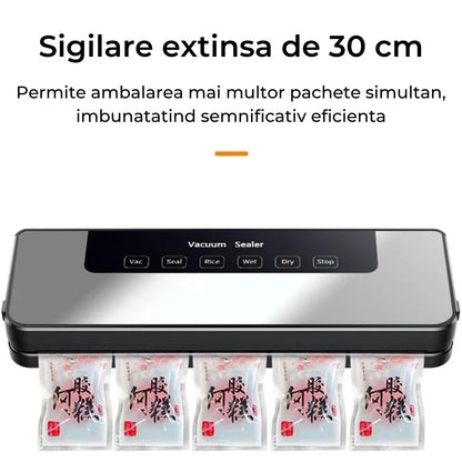 Aparat de Vidat Alimente Elindor®, 10 Pungi Incluse, Design Automat, Moduri Uscat și Umed