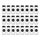 Set 24 Recipiente Condimente Elindor® din Sticla cu Capac Metalic Negru, cu Sita, Organizator Bucatarie, Organizatoare Sertar, Borcane 120 ml, 2 Tipuri de Etichete, Palnie Metalica, Transparent