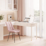 Set 2 Scaune Elindor® Ergonomice, Design Contemporan, Scaun cu Spatar si fara Manere, din Catifea cu Picioare Metalice Negre, Potrivite pentru Living, Bucatarie, Birou, Dormitor, Latime Sezut 46 cm, 85.5 x 45 x 42 cm, Roz