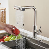 Baterie Bucatarie Elindor® Cu Dus Extractibil, Pipa Inalta, Finisaj Nichel Periat, Argintiu