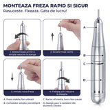 Freza Unghii Electrica Elindor® cu Suport Pila Electrica Reincarcabila, Set Complet de Ingrijire pentru Manichiura si Pedichiura Profesionala, Cuticule sau Calcaie, 45000 RPM, Viteza Reglaj Continuu, 6 Capete Detasabile, 6 Benzi Abrazive, Ecran LCD, Alb