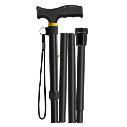 Baston Ortopedic Elindor® de Sprijin Pliabil, Usor si Reglabil, Potrivit pentru Ambele Maini, din Aluminiu Rezistent, Ofera Stabilitate si Sustinere pana la 100 Kg, Carja pentru Varstnici si Recuperare, Negru