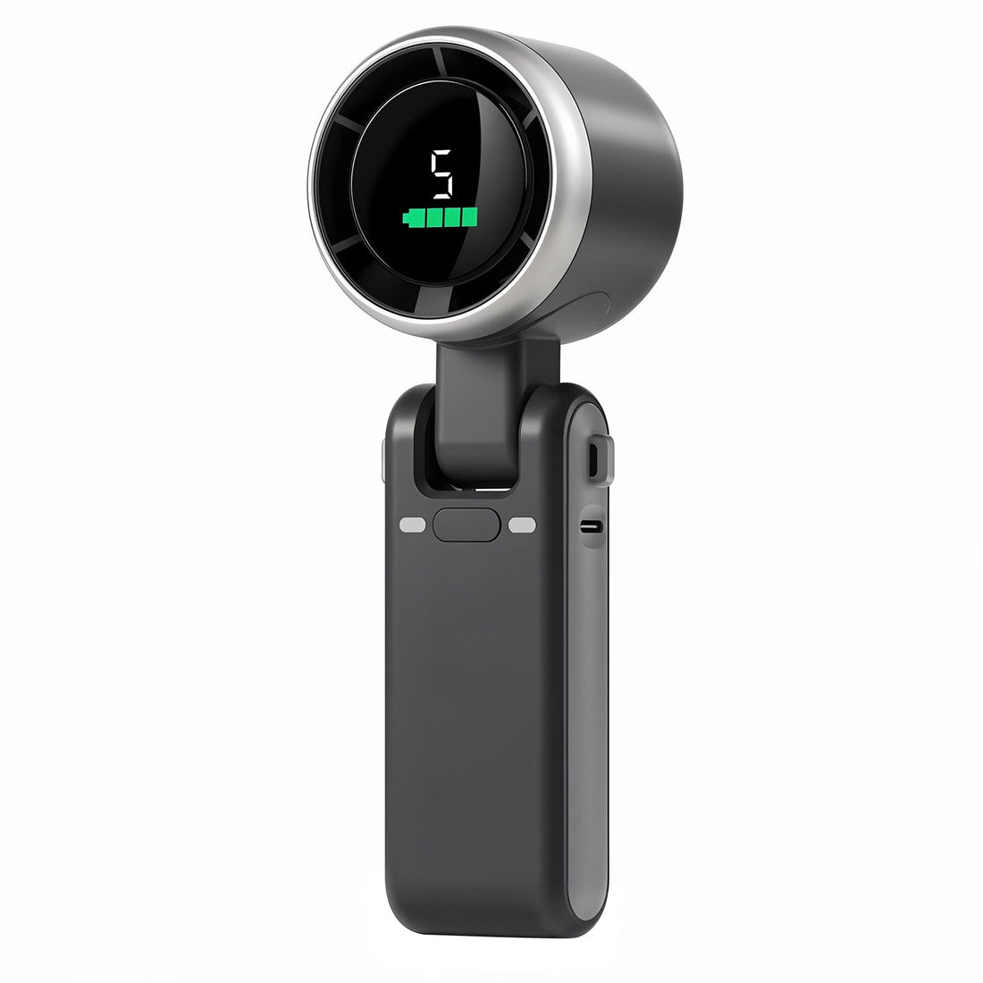 Ventilator Portabil Elindor® Mini Fan Turbo de Mana, 13550 RPM, 5 Trepte de Viteza, Reincarcare USB, Pliabil 180°, Ultra Usor 190 g, pentru Calatorii, Birou, Vara, Negru