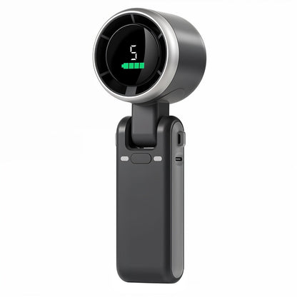 Ventilator Portabil Elindor® Mini Fan Turbo de Mana, 13550 RPM, 5 Trepte de Viteza, Reincarcare USB, Pliabil 180°, Ultra Usor 190 g, pentru Calatorii, Birou, Vara, Negru