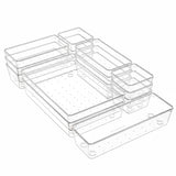 Set 12 Cutii Depozitare Elindor® Organizator pentru Bucatarie si Baie, 4 Marimi, Organizatoare Dulap si Sertare, Cutie pentru Sertar, Frigider, Camara, Baie, Bar, Birou, Cos Multifunctional, Separator Fructe, Legume, Creme, Parfumuri, Plastic Acrilic