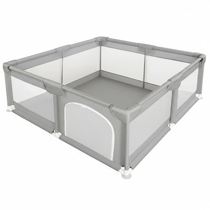 Tarc de Joaca pentru Bebelusi si Copii Elindor® cu Husa Groasa din Spuma, Spatiul Sigur de Joaca, Plasa de Protectie, Include Usa cu Fermoar, Materiale Eco-Friendly și Non-Toxice, Varsta 0-5 ani, 127 x 127 cm, Gri
