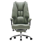 Scaun de Birou Elindor® Ergonomic, Design Contemporan, Scaun cu Spatar si Manere, din Piele PU cu Suport pentru Picioare si Roti, Latime Sezut 58 cm, Inaltime intre 48-56 cm, Verde