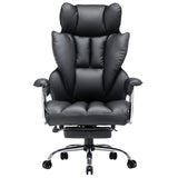 Scaun de Birou Elindor® Ergonomic, Design Contemporan, Scaun cu Spatar si Manere, din Piele PU cu Suport pentru Picioare si Lombar, cu Roti, 52 x 60 x 127 cm, Negru