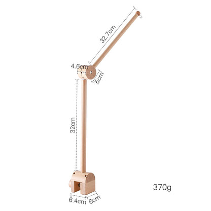 Suport Mobil Universal din Lemn pentru Carusel Elindor® pentru Patut, Montaj Fara Suruburi pe Pat, Tarc sau Masa de Infasat, Brat Rotativ 360°, Decor Camera Bebelusi, Maro Deschis