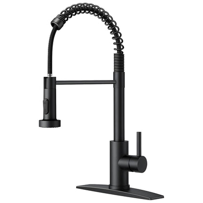 Baterie Chiuveta Bucatarie Neagra Elindor®, Robinet de Apa Lavoar, Modern cu Pipa Flexibila, Cap Dus Extractabil cu Doua Functii, Jet Reglabil, Monocomanda, Rotativ 360°, Otel Inoxidabil, Finisaj Mat