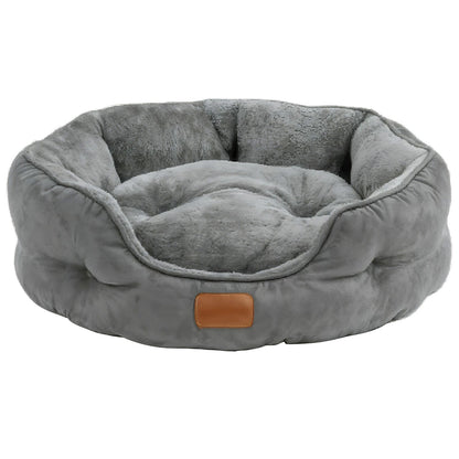 Pat Confortabil pentru Caini si Pisici Elindor®, Culcus Moale Antiderapant, cu Perna Detasabila din Microfibra Lavabila la Masina, Potrivit pentru Caine si Pisica de Talie Mica si Medie, Ideal in Orice Anotimp, in Casa, Marimea S, 51x48x15 cm, Gri