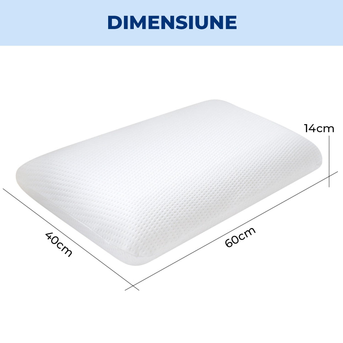 Perna Ortopedica Elindor® Memory Foam Pillow, Suport Cervical Ergonomic, Spuma cu Memorie Anatomica, Husa Detasabila Respirabila, pentru Spondiloza Cervicala, 60x40x14 cm, Alb