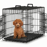 Cusca pentru Animale Elindor® Pliabila, Potrivita pentru Caini de Talie Mica, Medie de 7.5 Kg, Utilizare in Interior si Exterior sau Calatorii, cu 2 Usi, Baza din Plastic Detasabila, 2 Manere pentru Transport, Marime M, 61.5 × 43.5 × 50.5