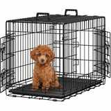 Cusca pentru Animale Elindor® Pliabila, Potrivita pentru Caini de Talie Mica, Medie de 7.5 Kg, Utilizare in Interior si Exterior sau Calatorii, cu 2 Usi, Baza din Plastic Detasabila, 2 Manere pentru Transport, Marime M, 61.5 × 43.5 × 50.5