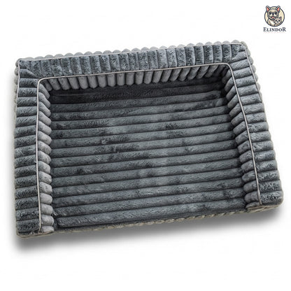 Pat Confortabil pentru Caini si Pisici Elindor® Dreptunghiular, Culcus Moale Antiderapant, Potrivit pentru Caine si Pisica de Talie Medie, Ideal in Orice Anotimp, in Casa, 89 x 64 x 18 cm, Gri