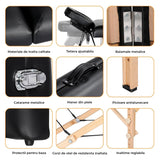 Masa de Masaj Elindor® cu Tetiera, Pliabila si Portabila, Universala, Usor de Transportat, Pat Cosmetica, Saltea Burete, Inaltime Reglabila 64-86 cm, Greutate Maxima Suportata 100 kg, Lemn/Piele ecologica, Negru