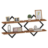 Set 2 Rafturi Elindor®, Raft Suspendat de Depozitare, Mobila Bucatarie, Dormitor, Baie sau Birou, Etajera Practica cu Design Aerisit, Usor de Asamblat, Perfecta pentru Organizare Carti, Condimente, Polita Produse Diverse, 76 × 14 × 38 cm, Maro / Negru