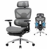 Scaun de Birou Elindor® Ergonomic, cu Functie de Masaj, Scaun cu Spatar si Manere, din Plasa, Suport pentru Picioare si Lombar, cu Roti, Inaltime Reglabila 115 - 125 cm, Negru