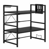 Raft Extensibil Elindor® pe 2 Niveluri, din Otel Carbon, pentru Bucatarie, Organizator Metalic Reglabil, Ideal ca Etajera Depozitare in Camara, Perfect pentru Condimente, Polita Vesela, Farfurii, 40-64 x 36 x 79 cm, Negru