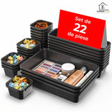 Set 22 Cutii Depozitare Elindor® Organizator pentru Bucatarie si Baie, 3 Marimi, Organizatoare Dulap si Sertare, Cutie pentru Sertar, Frigider, Camara, Baie, Bar, Birou, Cos Multifunctional, Separator Fructe, Legume, Creme, Parfumuri, PP