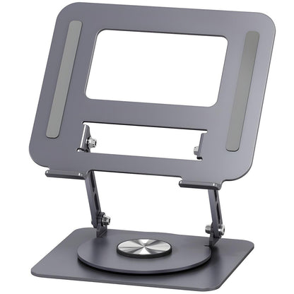 Suport Laptop si Tableta Elindor®, Masa Ergonomica Reglabila si Portabila, Stand Universal cu Baza Rotativa 360°, Antiderapanta, Compatibil 10–15.5 Inch, Ideal pentru Birou, Acasa si Calatorii, Gri