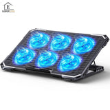 Cooler Laptop Gaming RGB Elindor® Suport cu Unghi Reglabil pe 6 Nivele, Dimensiuni Compatabile 13-15.6 Inch, 6 Ventilatoare Puternice si Silentioase 25dB, Viteza Ajustabila, 2 Porturi USB, pentru Birou, Calatorii, 41.6 x 28.5 x 2.8 cm, Negru