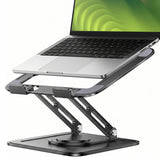 Suport Laptop si Tableta Elindor®, Masa Ergonomica Reglabila si Portabila, Stand Universal cu Baza Rotativa 360°, Antiderapanta, Compatibil 10–15.5 Inch, Ideal pentru Birou, Acasa si Calatorii, Negru
