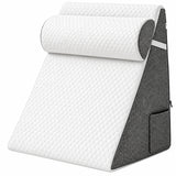 Perna Ergonomica Elindor®, Perna Wedge pentru Circulatie si Recuperare, Suport pentru Genunchi, Picioare si Trunchi, cu Spuma cu Memorie, Husa Textila, 50 x 50 x 26 cm, Gri / Alb
