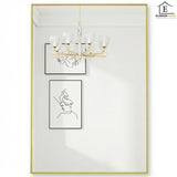 Oglinda Decorativa Elindor®  122 x 75 cm Rama  Aurie ,Agatare pe Perete sau Sprijinita, Dreptunghiulara, Moderna si Eleganta, Reflexie HD, Sticla fara Distorsiuni, Ideala pentru Dormitor, Living, Birou, Dressing, Hol, Baie