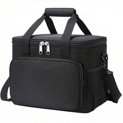 Geanta Termo-izolanta Elindor®, Geanta pentru Pranz, 9L, Material Oxford Impermeabil, Compartiment Spatios, Ideala pentru Mancare la Scoala, Loc de Munca 25.5 × 17 × 20.5 cm, Negru