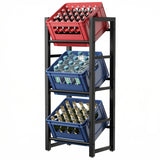 Suport Navete Bauturi Elindor®, 3 Niveluri, Cadru Metalic Rezistent, greutate Maxima Suportata 150 kg, Picioare reglabile, 47.5 × 31.5 × 115.5 cm, Negru