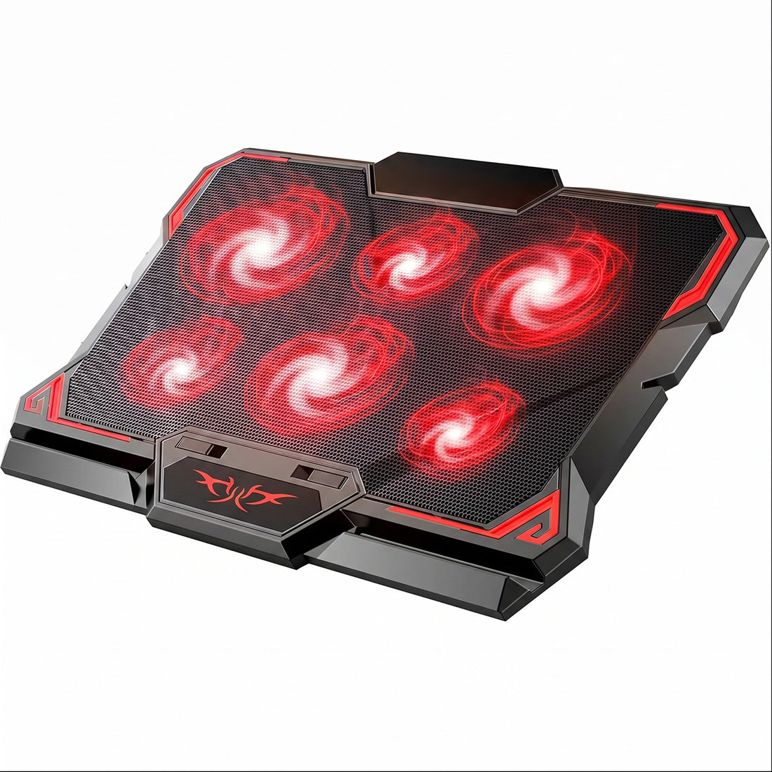 Cooler Laptop Gaming RGB Elindor® Suport cu Unghi Reglabil, Dimensiuni Compatabile 12-17.3 Inch, 6 Ventilatoare Puternice si Silentioase 26dB, Viteza Ajustabila, 2 Porturi USB, pentru Birou, Calatorii, 41.7 × 30 × 3 cm, Negru