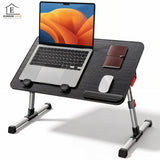 Masa Pliabila pentru Laptop Elindor® Antiderapanta, 4 Unghiuri de Inclinare, 5 Niveluri Inaltime, Birou Portabil Utilizare in Orice Loc, Ideala la Munca sau Mic Dejun la Pat, 60 × 33 × 24 cm, Negru