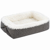 Pat Confortabil pentru Caini si Pisici Elindor® Tip Cuib pentru Relaxare, Dreptunghiular, Culcus Moale Antiderapant, Potrivit pentru Caine si Pisica de Talie Mica si Medie, Ideal in Orice Anotimp, in Casa, 61 x 51 cm, Gri