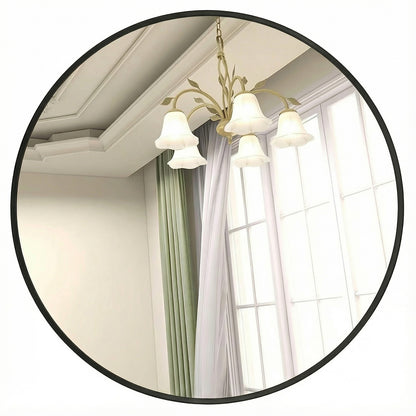 Oglinda Rotunda 70 cm Rama Neagra Elindor® Decorativa, Moderna si Eleganta, Reflexie HD, Sticla fara Distorsiuni, Ideala pentru Dormitor, Living, Birou, Dressing, Hol