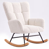 Fotoliu Balansoar Elindor® cu Spatar, Ergonomic, Cadru Solid din Otel, Ideal pentru Living, Dormitor, Camera Copilului, 68 x 88 x 93 cm, Alb