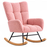 Fotoliu Balansoar Elindor® cu Spatar, Ergonomic, Cadru Solid din Otel, Ideal pentru Living, Dormitor, Camera Copilului, 68 x 88 x 93 cm, Roz
