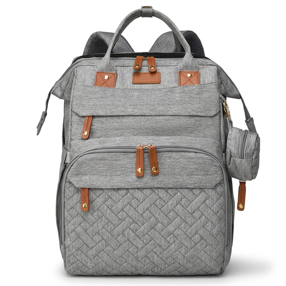 Geanta Scutece Elindor®, Rucsac pentru Bebelusi cu Masa de Schimbare Portabila, Port USB si 19 Buzunare Organizare, Material Oxford 900D Impermeabil, 43 × 30.5 × 24 cm, Gri