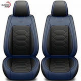 Set 2 Huse Scaune Auto Elindor® Universale, Acoperire 360°, Husa pentru Protectie Sezut si Spatar Scaun Fata, Impermeabila, Piele Ecologica, Accesorii Masina Huse Interior, Albastru