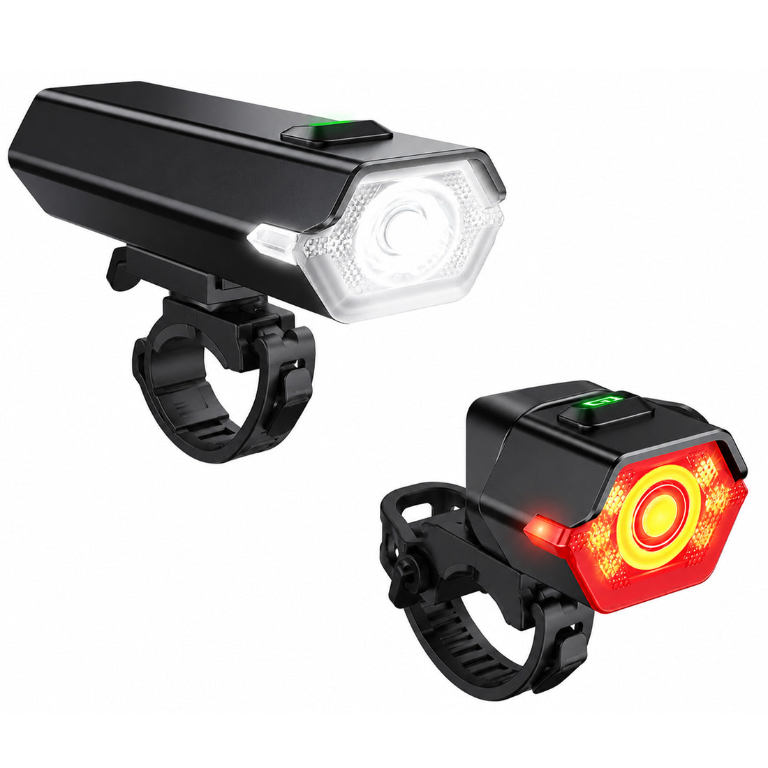 Set Lumini pentru Bicicleta Elindor®, Far Fata si Stop Spate LED, 10 Moduri de Iluminare, Incarcare USB-C, Impermeabil IP65, Rotire 360°, Faruri cu Acumulator Reincarcabil, Accesorii Bicicleta, 350 Lumeni, Negru