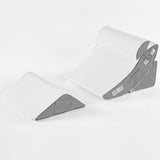 Perna Ortopedica Triunghiulara Elindor® pentru Pat, Perna din Spuma cu Memorie, Set 4 Piese, Suport Spate, Cap, Post-Operator, Anti-Reflux, Antisforait, Antirid, Husa Detasabila cu Fermoar, Reglabil cu Velcro, 57 x 57 cm, Alb / Gri