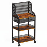 Carucior Organizator 7 Niveluri Elindor® , cu Roti 360°, Organizator Bucatarie, Multifunctional, Raft Mobil Organizare Atelier, Baie, Camara, Birou, Bar, 43.1 x 33.4 x 19.2 cm, Negru / Maro
