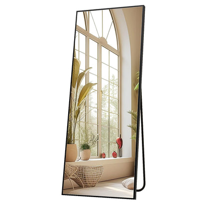Oglindă Elindor® de Podea sau Perete, 150x40 cm, Cadru din Aluminiu, Design Dreptunghi, Negru
