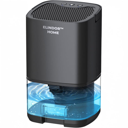 Dezumidificator Portabil Elindor®, Oprire Automată, Rezervor 1L, Lumini LED, Negru
